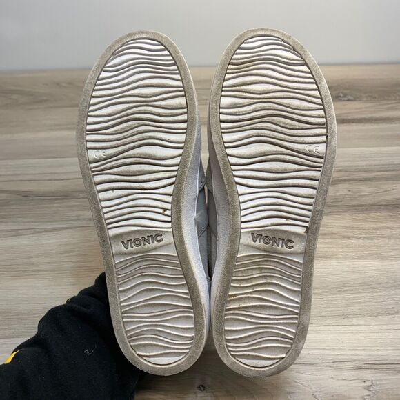 Vionic Slip On Sneakers Gray Laser Cut Perforated Suede Shoes Flat Womens Size 7 - Picture 7 of 10